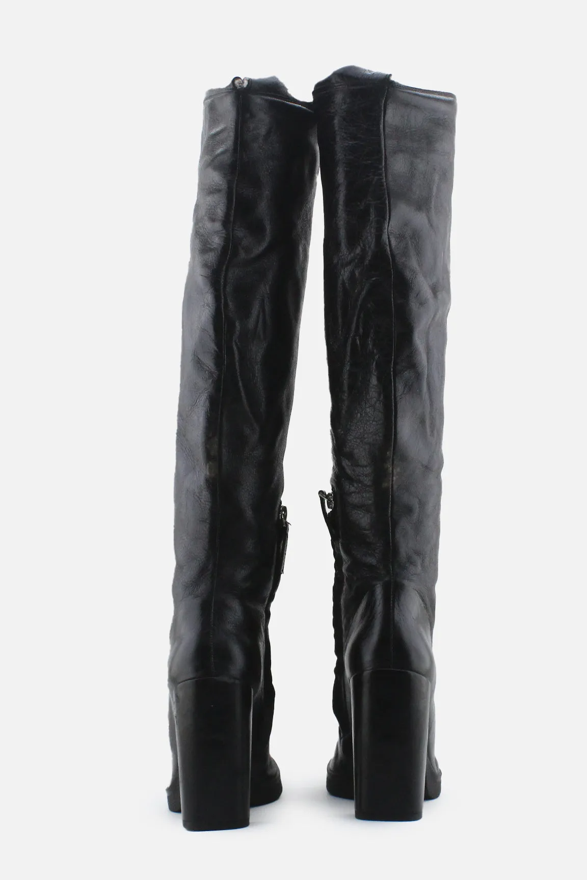 Zara Zipper Block Thigh High Boots | 100% Authetic Leather