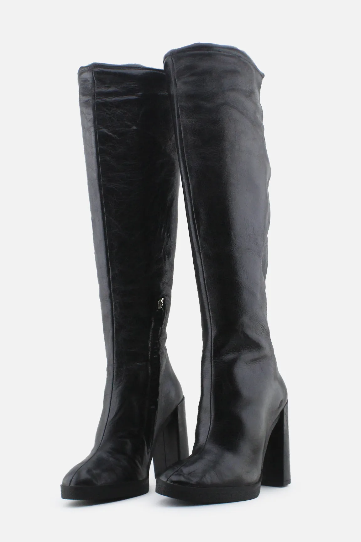 Zara Zipper Block Thigh High Boots | 100% Authetic Leather