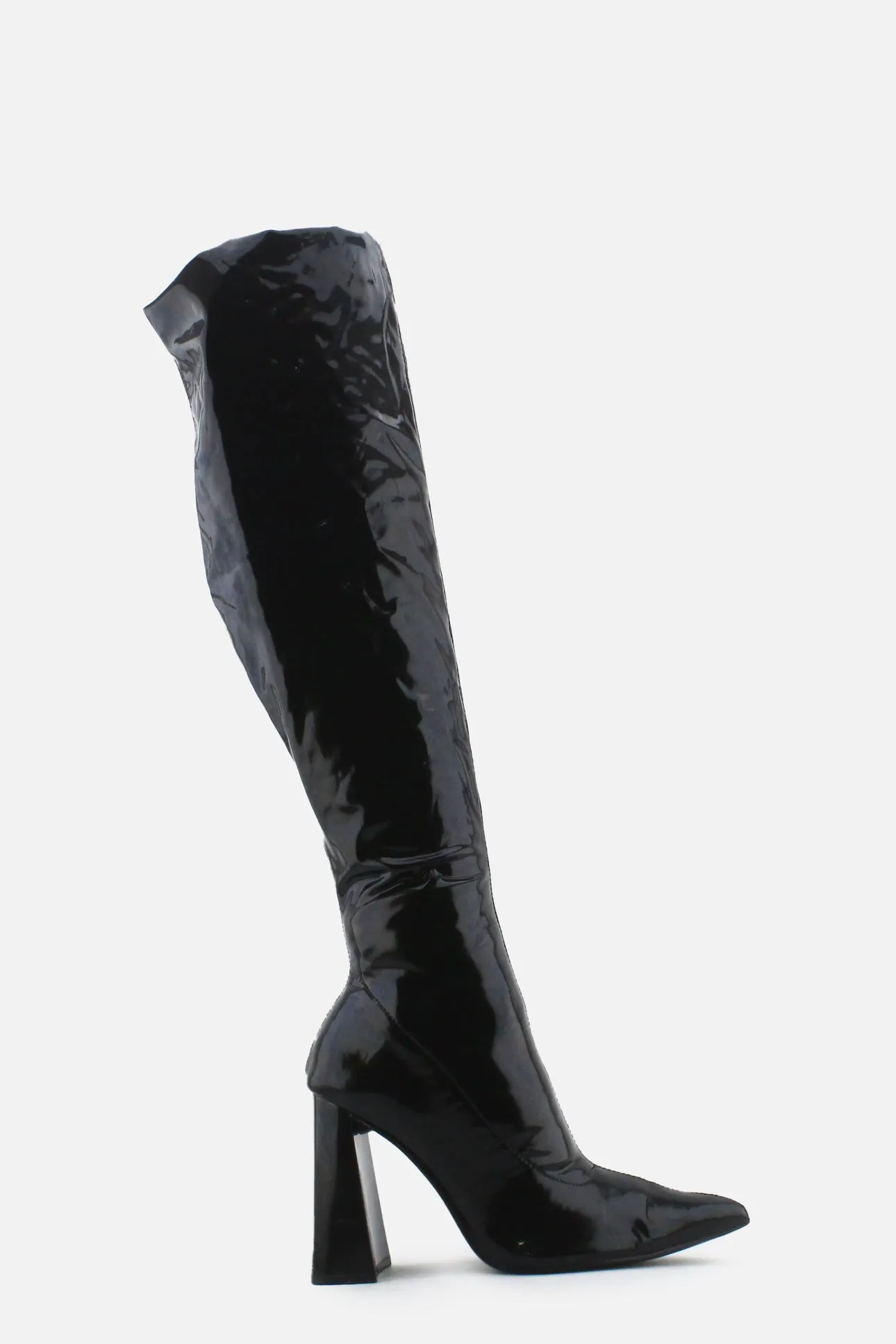 Zara Zipper Block Thigh High Boots | 100% Synthetic Leather