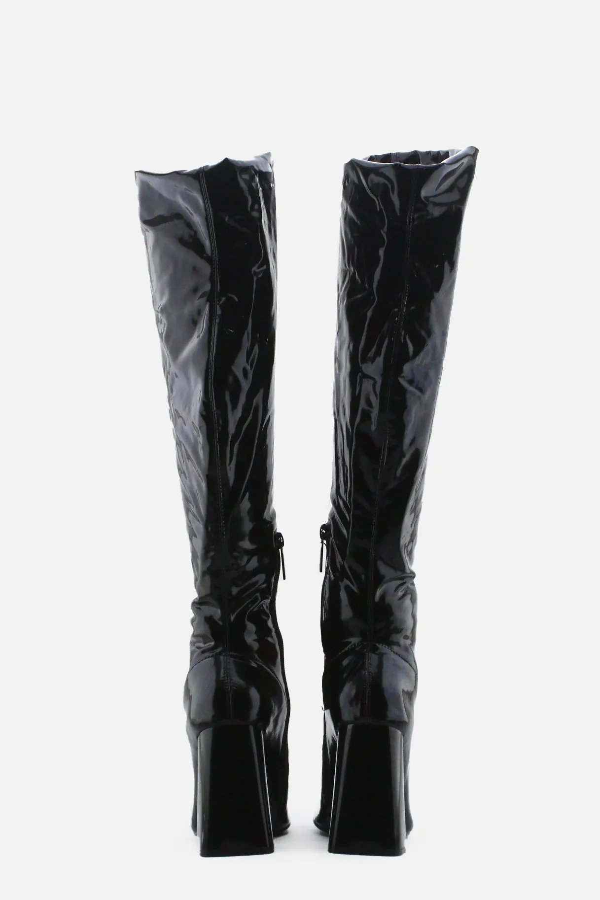 Zara Zipper Block Thigh High Boots | 100% Synthetic Leather