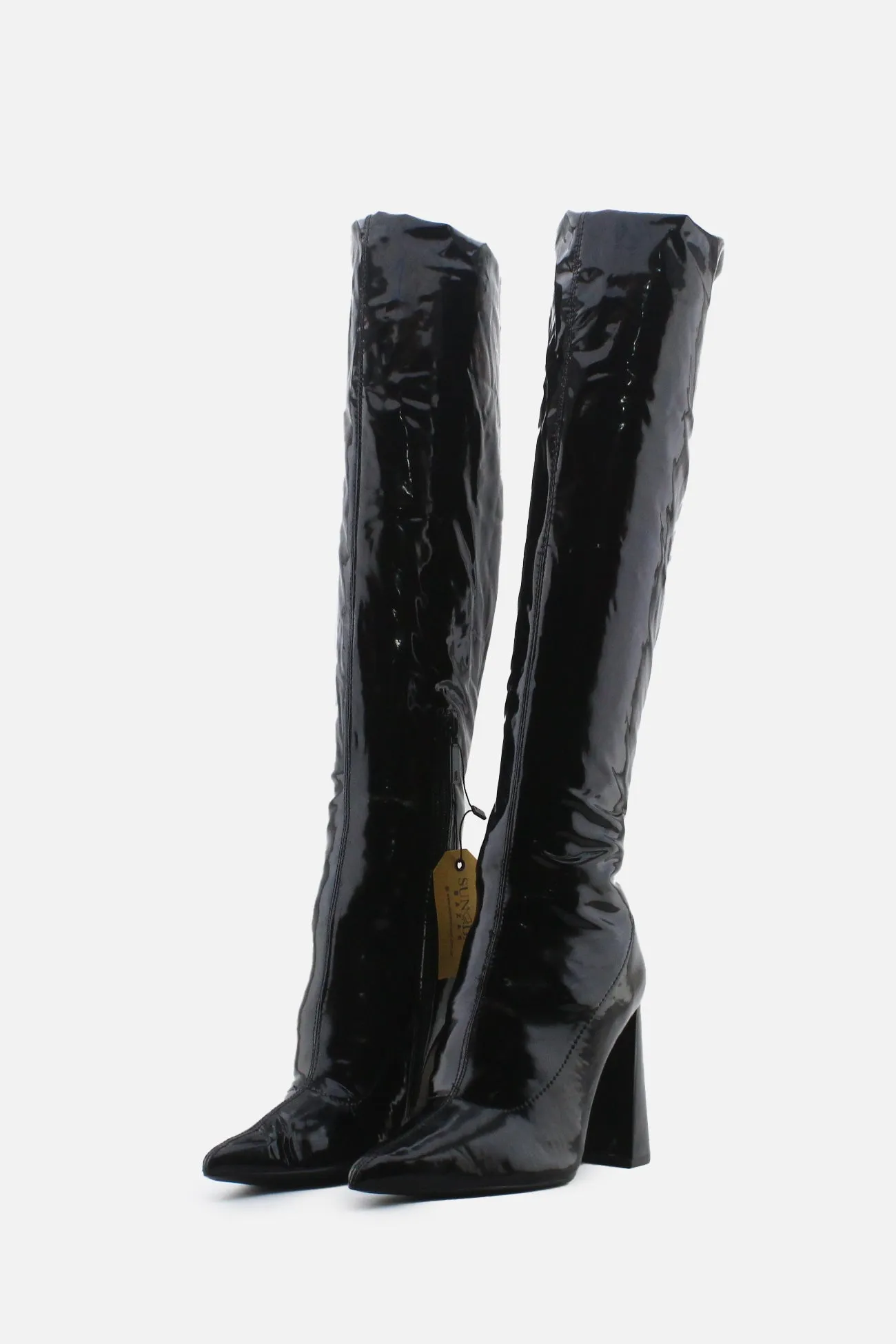 Zara Zipper Block Thigh High Boots | 100% Synthetic Leather