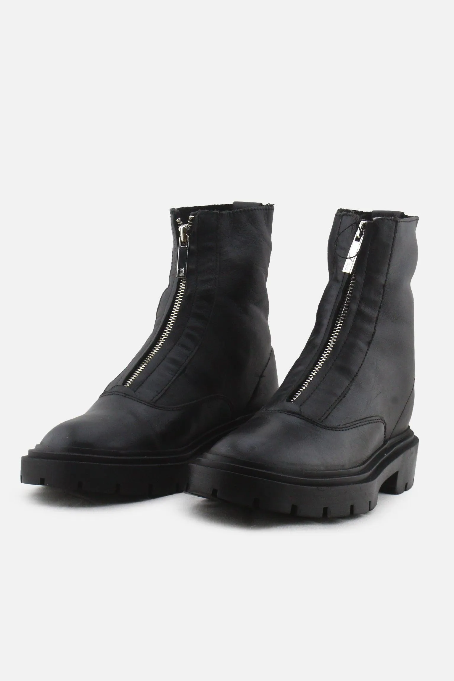 Zara Zipper Chelsea Ankle Boots | 100% Authentic Leather