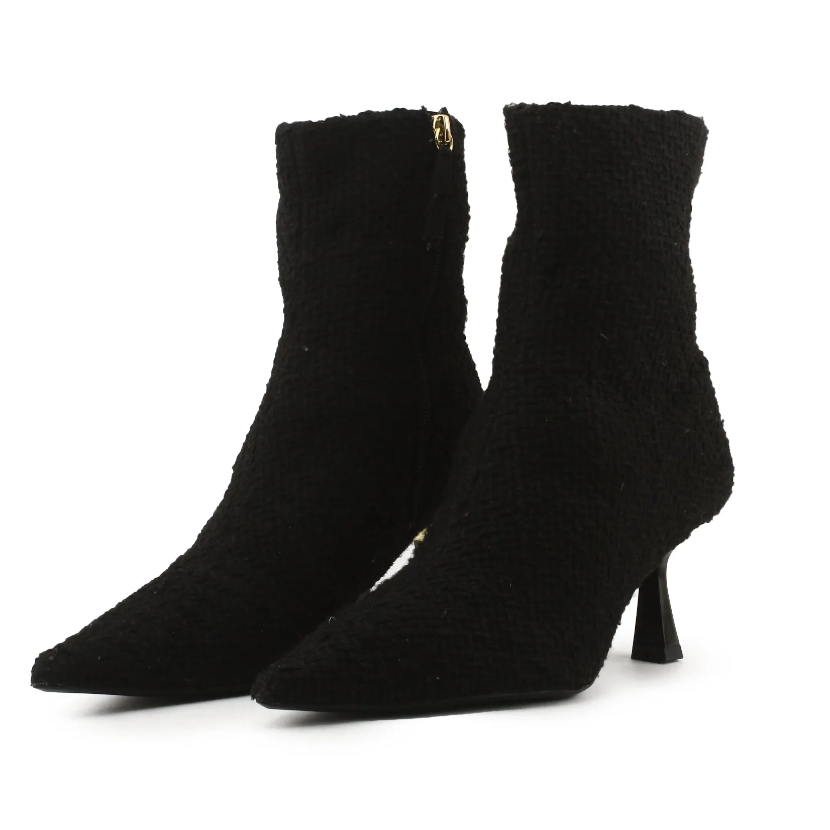 Zara Zipper Kitten Heels Ankle Boots | Suede